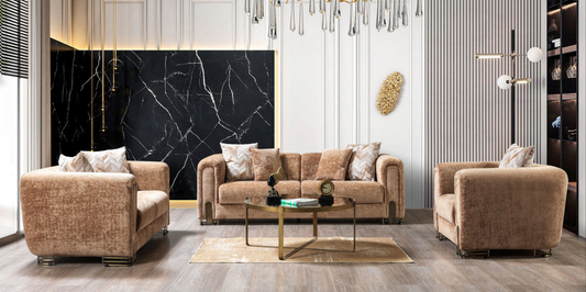 Brenda Coffee Boucle Living Room Set