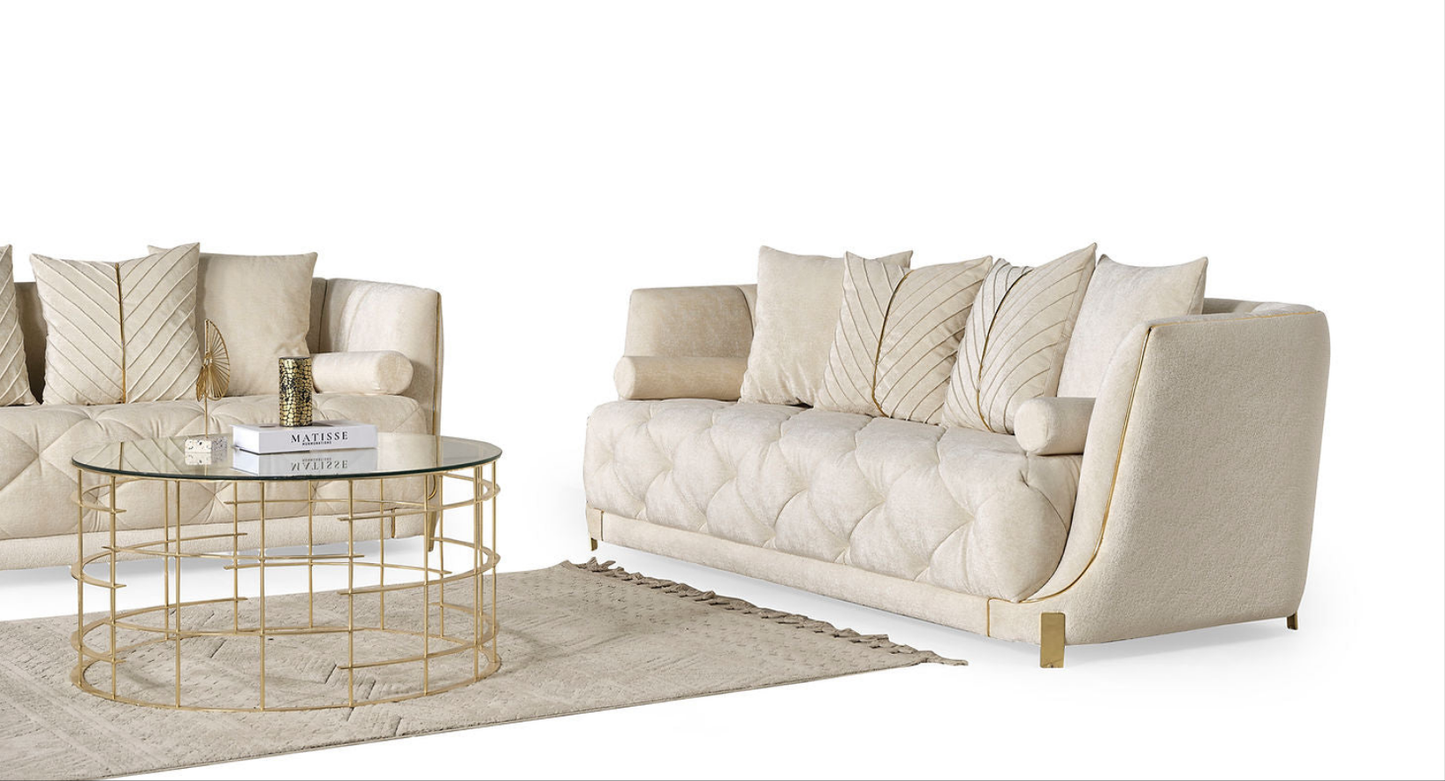 Elit Off White Sofa and Loveseat