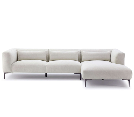 Laley Right-Facing L-Shaped Fabric Sectional in Cream