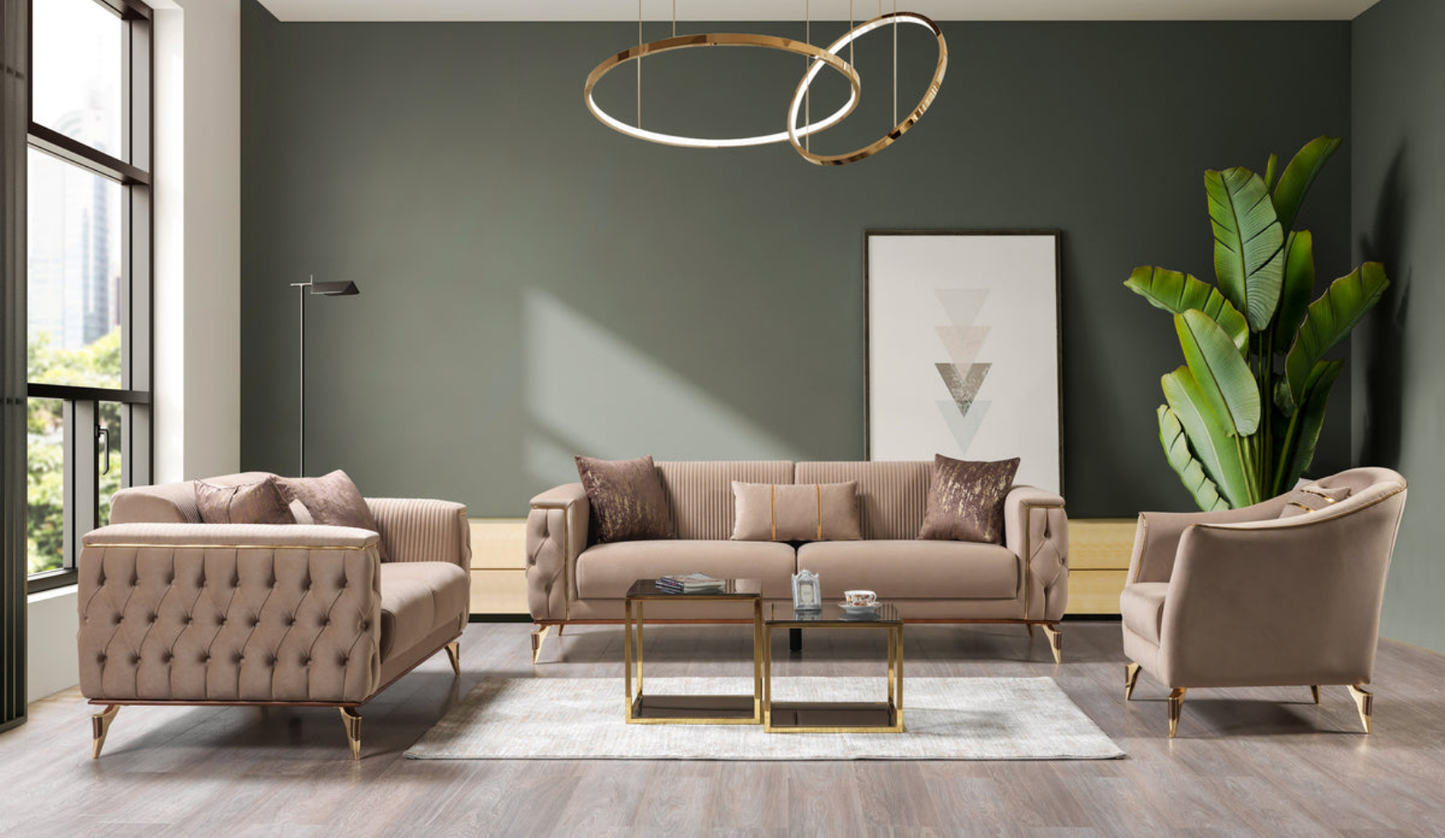 Belinda Coffee Velvet Living Room Set