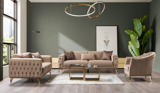 Belinda Coffee Velvet Living Room Set