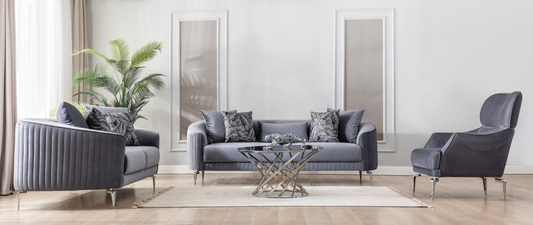 Angela Gray Velvet Living Room Set