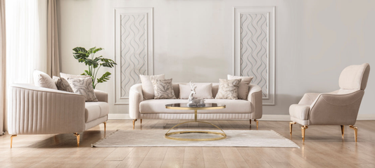 Angela Ivory Velvet Living Room Set
