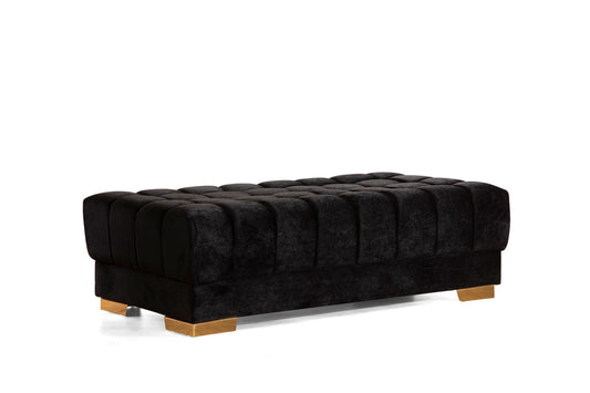 Ariana Black Velvet Rectangle Ottoman