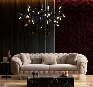 Rome Beige Velvet 3pc Living Room Set