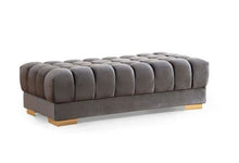 Load image into Gallery viewer, Ariana Gray Velvet Rectangle Ottoman