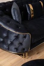 Load image into Gallery viewer, Rome Black Velvet 3pc Living Room Set