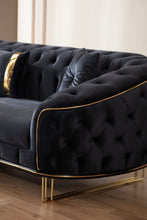 Load image into Gallery viewer, Rome Black Velvet 3pc Living Room Set