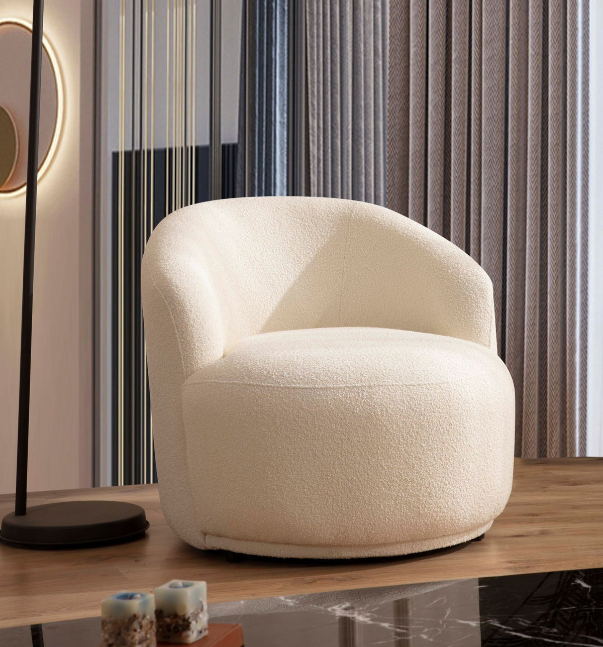 Bonita Ivory Boucle Accent Chair