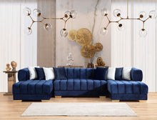 Load image into Gallery viewer, Ariana Velvet Blue Double Chaise Sectional