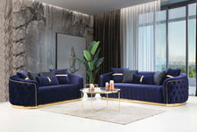 Load image into Gallery viewer, Paris Navy Blue Velvet Sofa and Loveseat