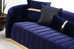 Paris Navy Blue Velvet Sofa and Loveseat