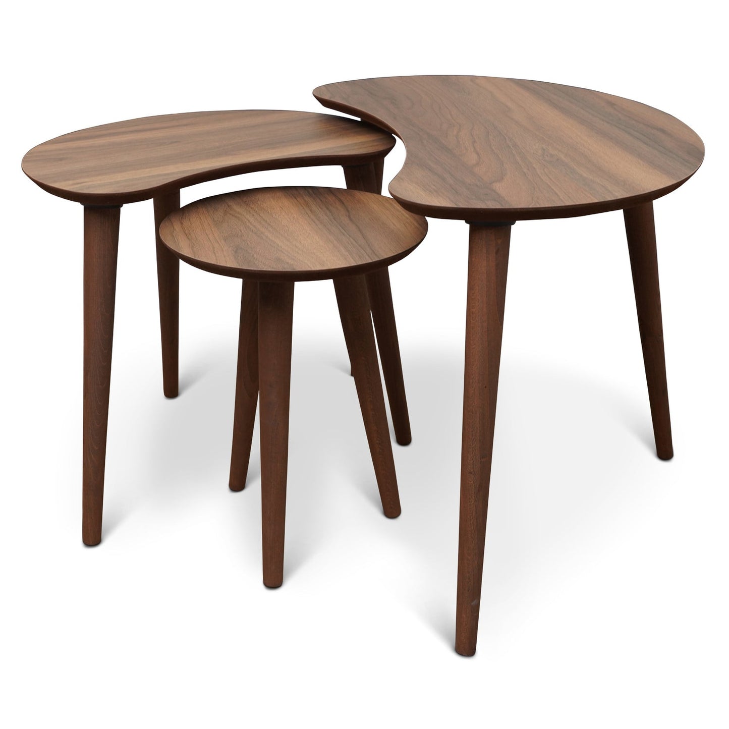 Moon Mid-Century Modern Walnut Nesting Table Set (Set Of 3)