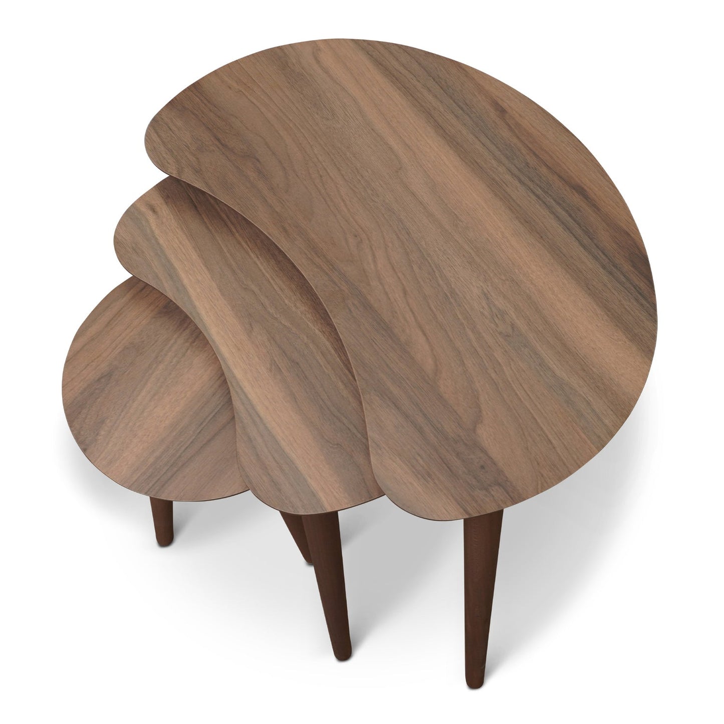 Moon Mid-Century Modern Walnut Nesting Table Set (Set Of 3)