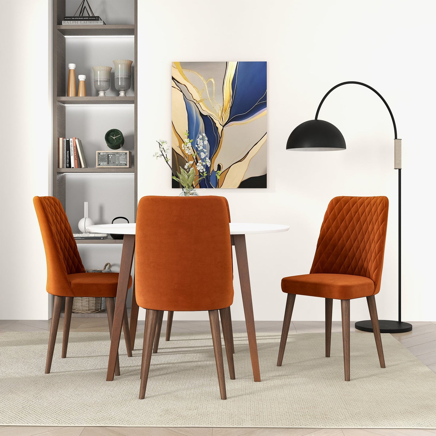 Katie Burnt Orange Velvet Dining Chair (Set Of 2)