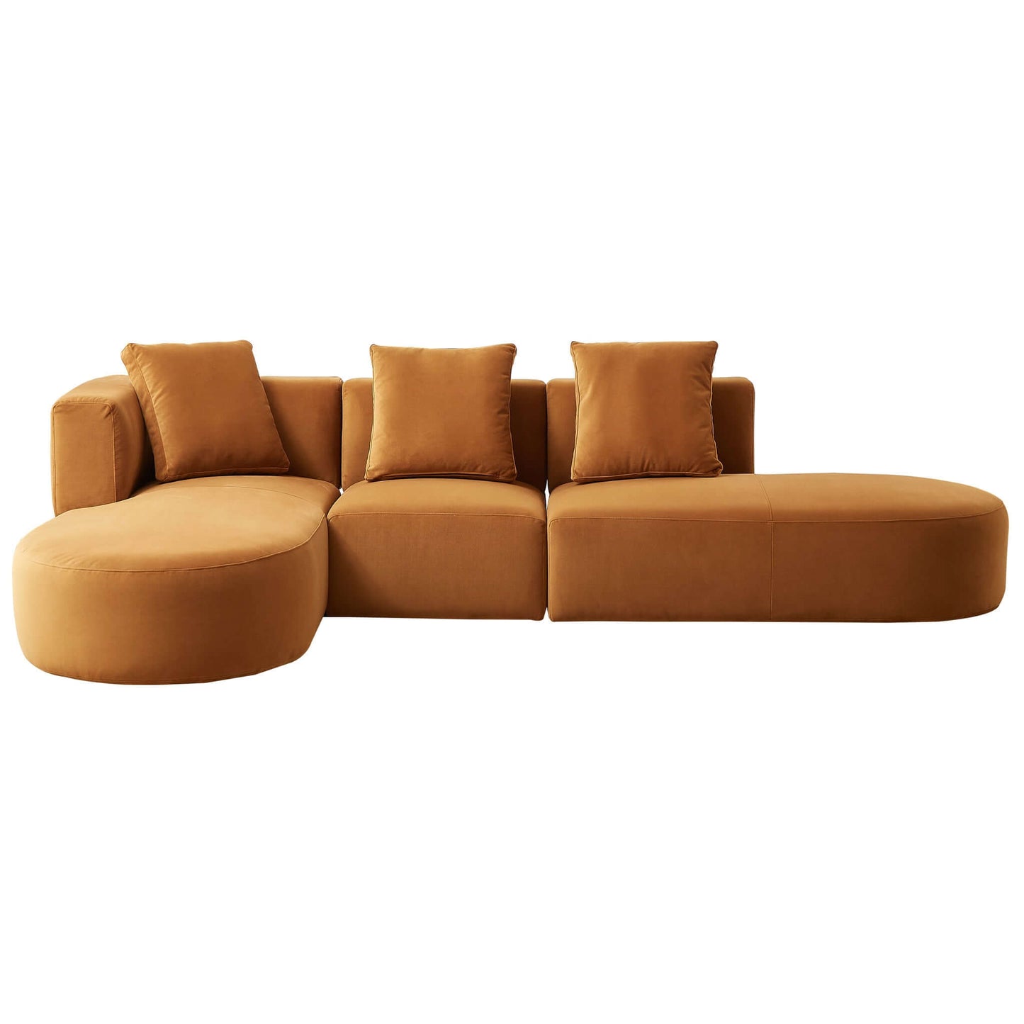 Orby 124" Mid-Century Modern Velvet RAF Sectional Sofa