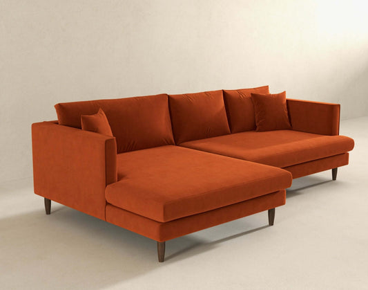 Blake 107" Orange L-Shaped Sectional Sofa Left Facing