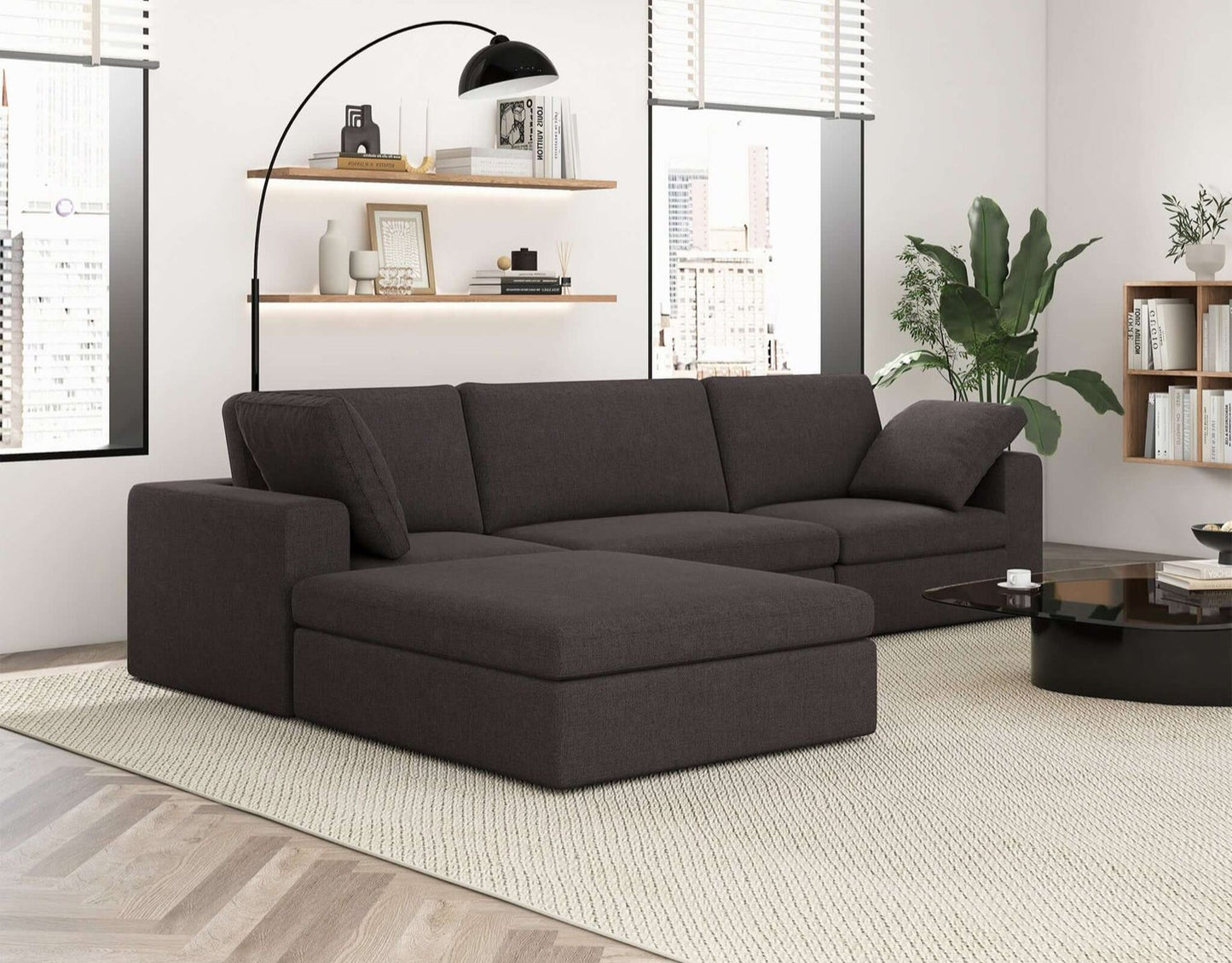 Cecilia 121" Modular Fabric Dark Gray Sectional