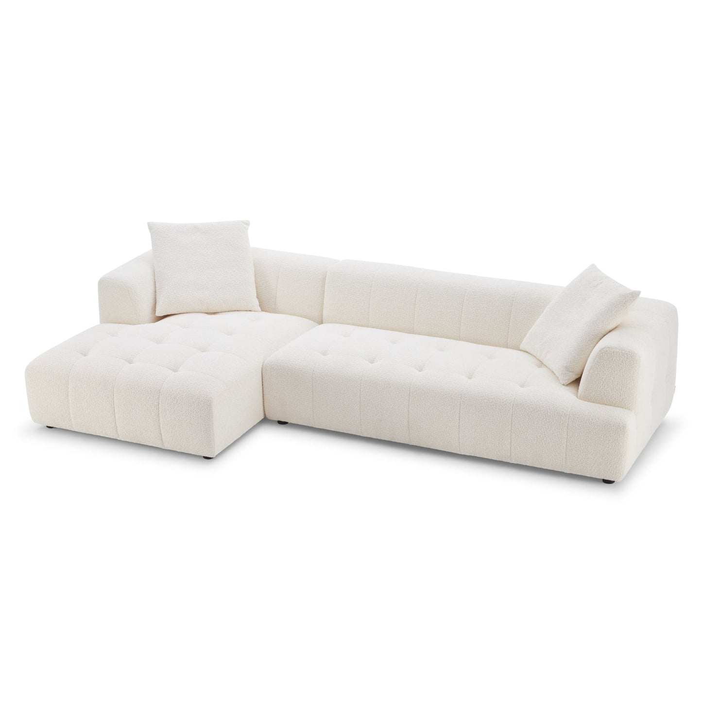 Kaynes 120" Ivory Boucle L-Shaped Sectional