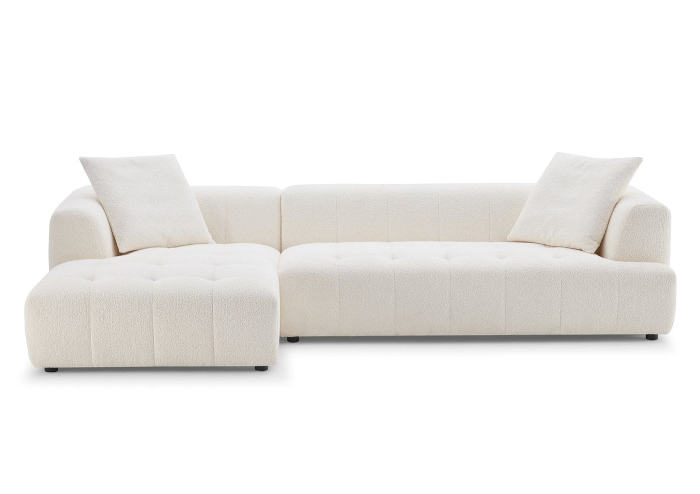 Kaynes 120" Ivory Boucle L-Shaped Sectional