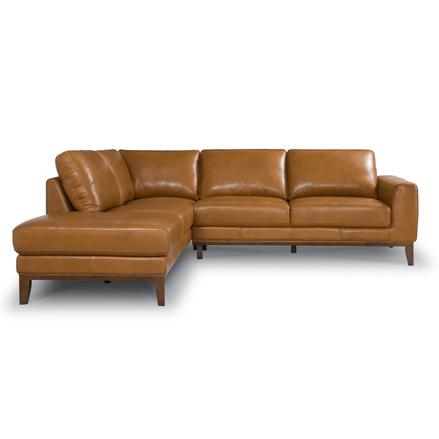 London 97" Tan Full Grain Leather LAF  Modern Sectional