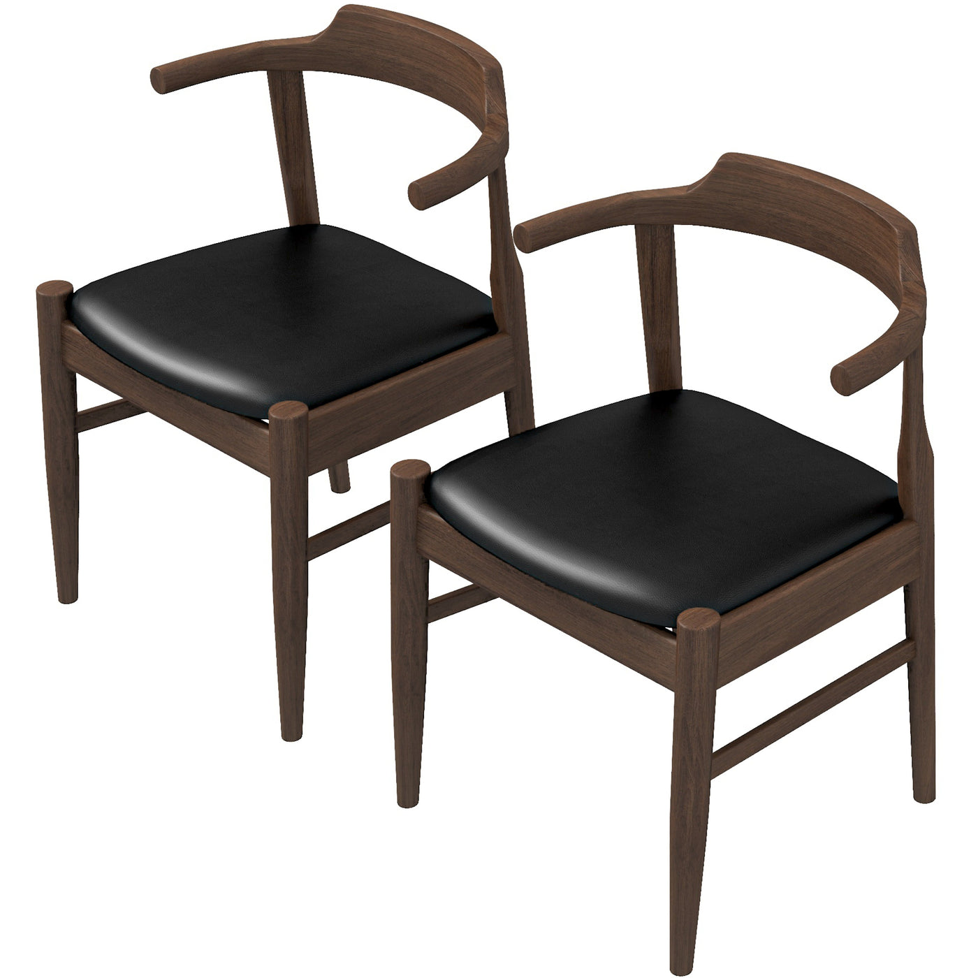 Leon Mid-Century Modern Leather Dining Chair (Set of 2)