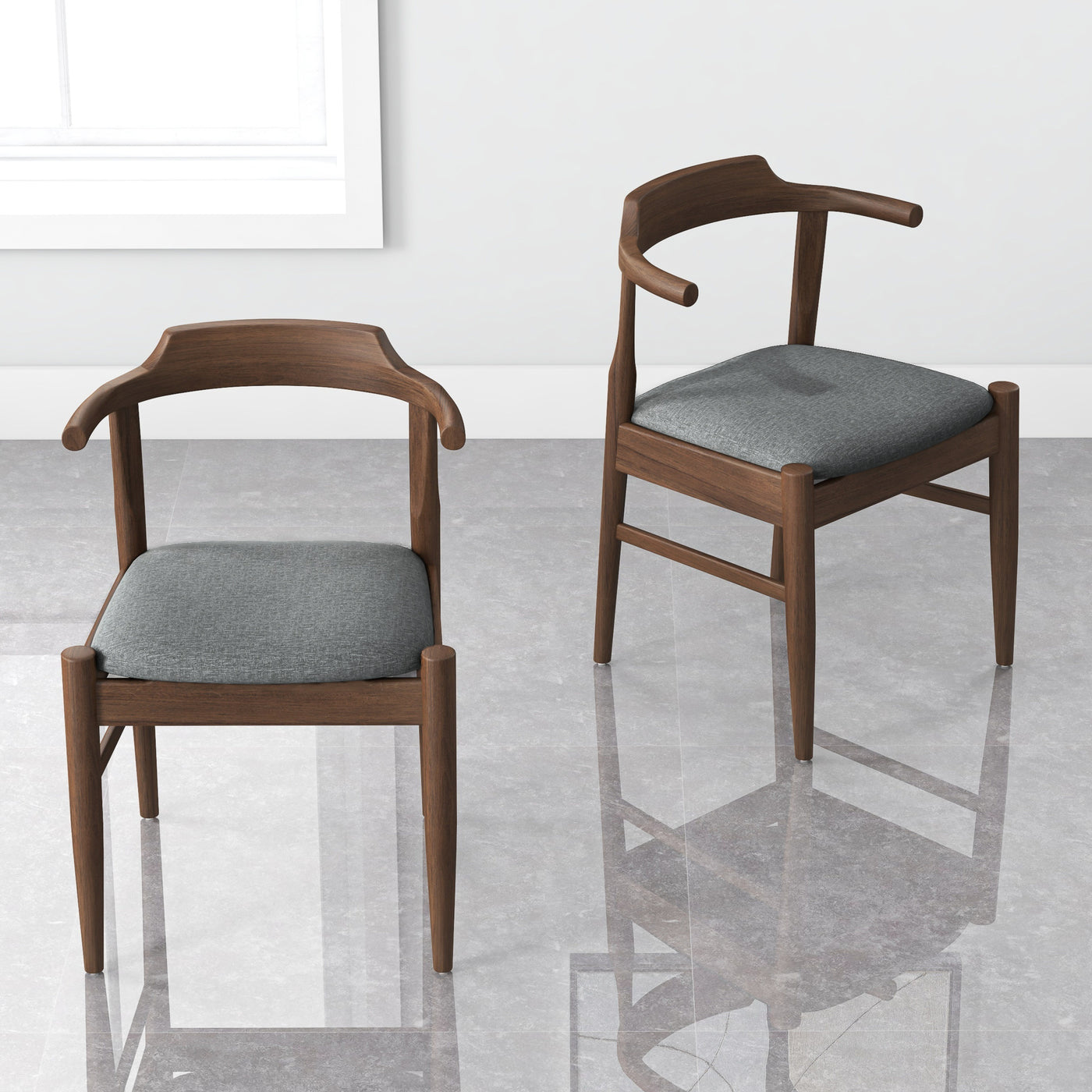 Leon Mid-Century Modern Leather Dining Chair (Set of 2)