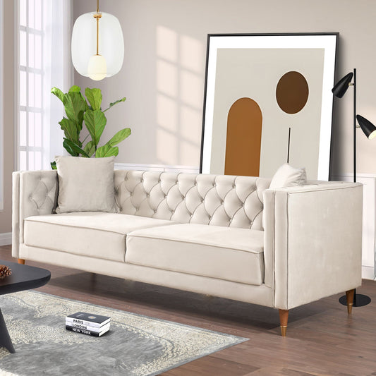 Autumn  Modern Cream Velvet Sofa