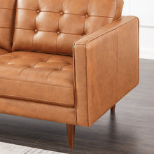 Load image into Gallery viewer, Lucco Cognac Modern L-Shaped Genuine Leather RAF Sectional