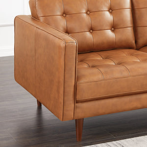 Lucco Cognac Modern L-Shaped Genuine Leather RAF Sectional