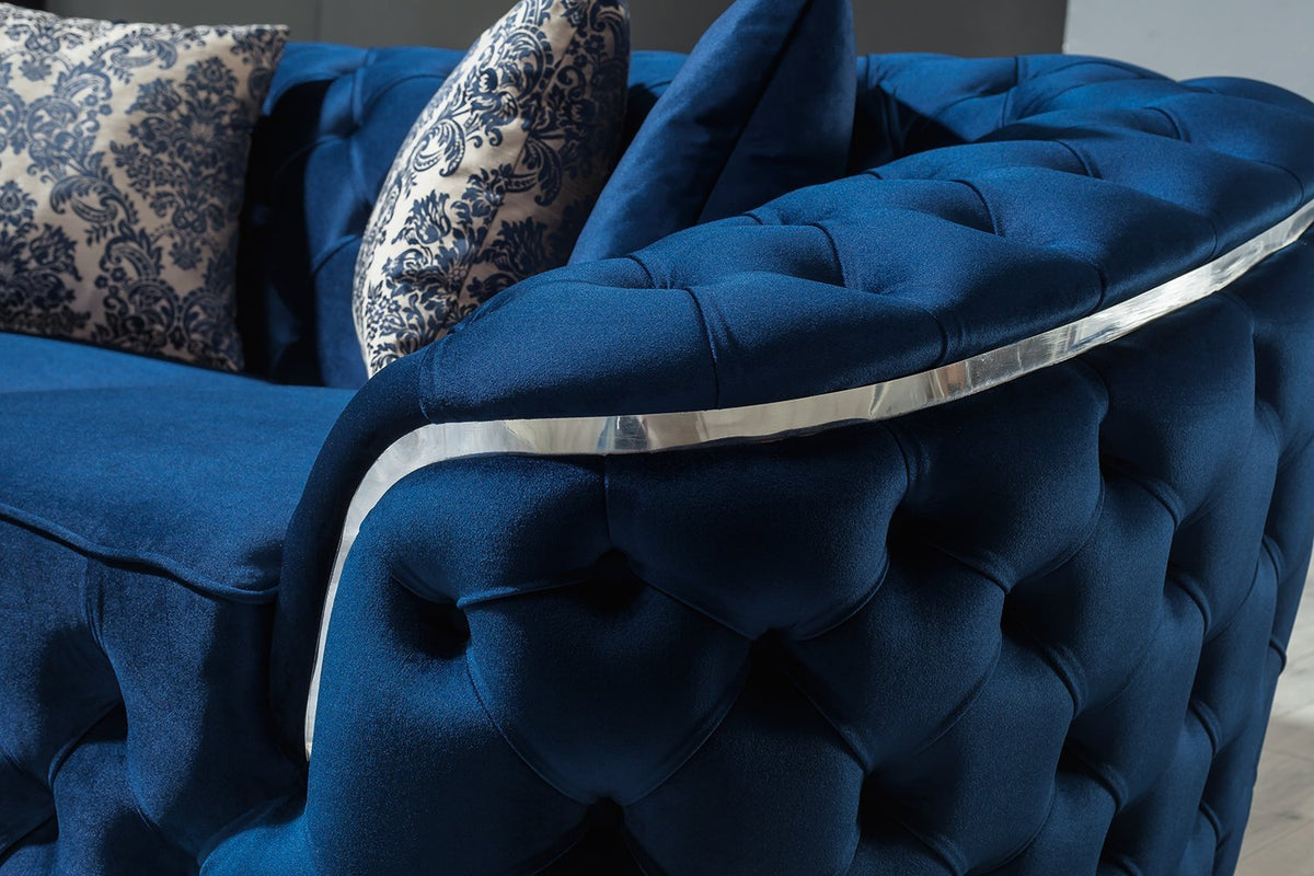 Lupino Blue Velvet Sofa & Loveseat