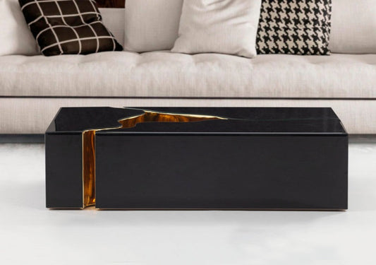 Dream Glass Black/Gold 3-Piece Coffee Table