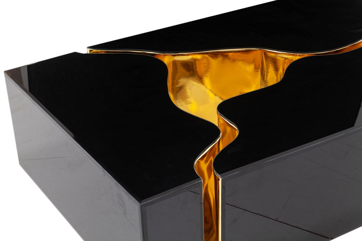 Dream Glass Black/Gold 3-Piece Coffee Table