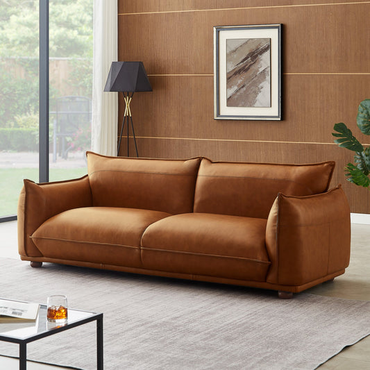 Emma 89" Cognac Leather Luxury Sofa