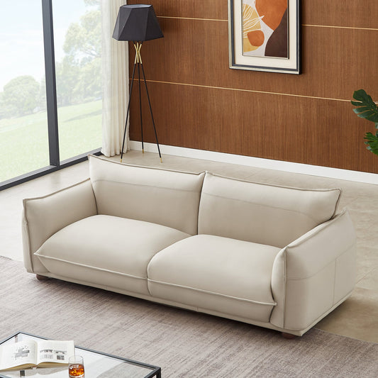 Emma 89" Cream Leather Luxury Sofa