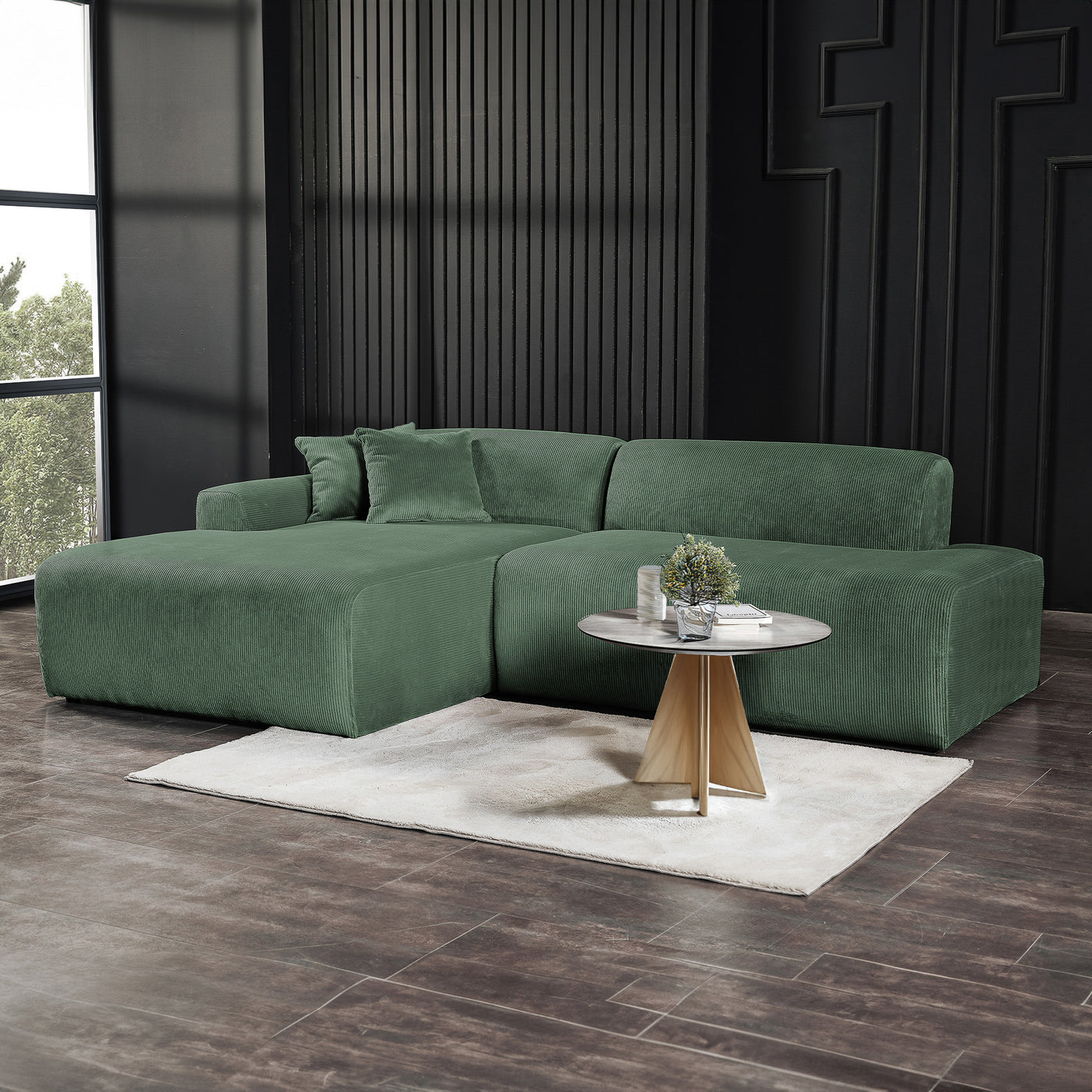 Mar Green LAF/RAF Sectional Velvet Sofa