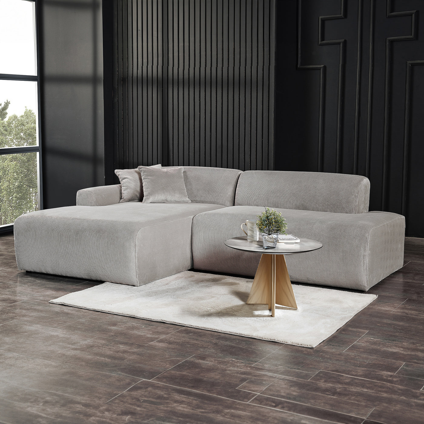 Mar Grey LAF/RAF Sectional Velvet Sofa