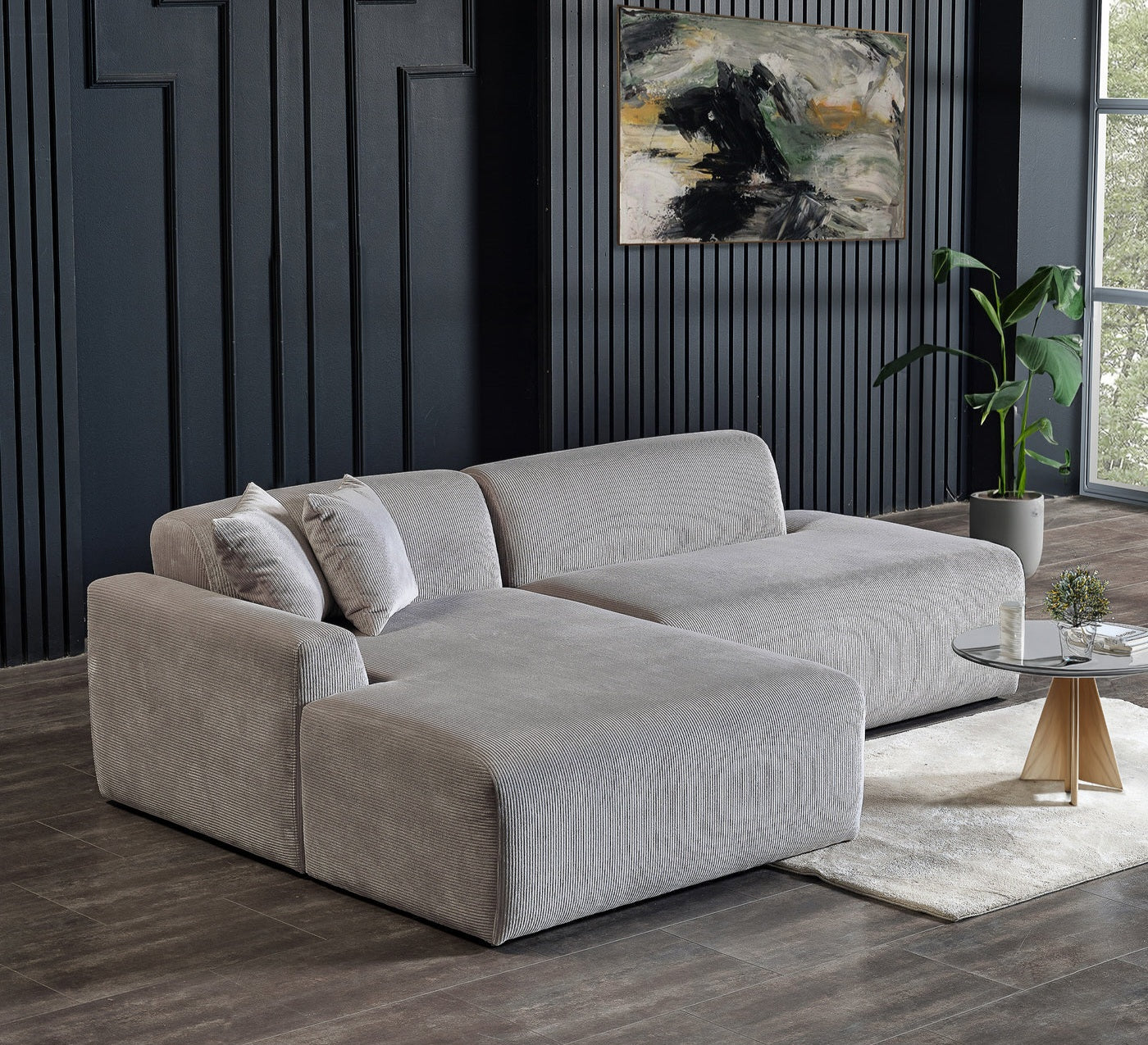 Mar Grey LAF/RAF Sectional Velvet Sofa