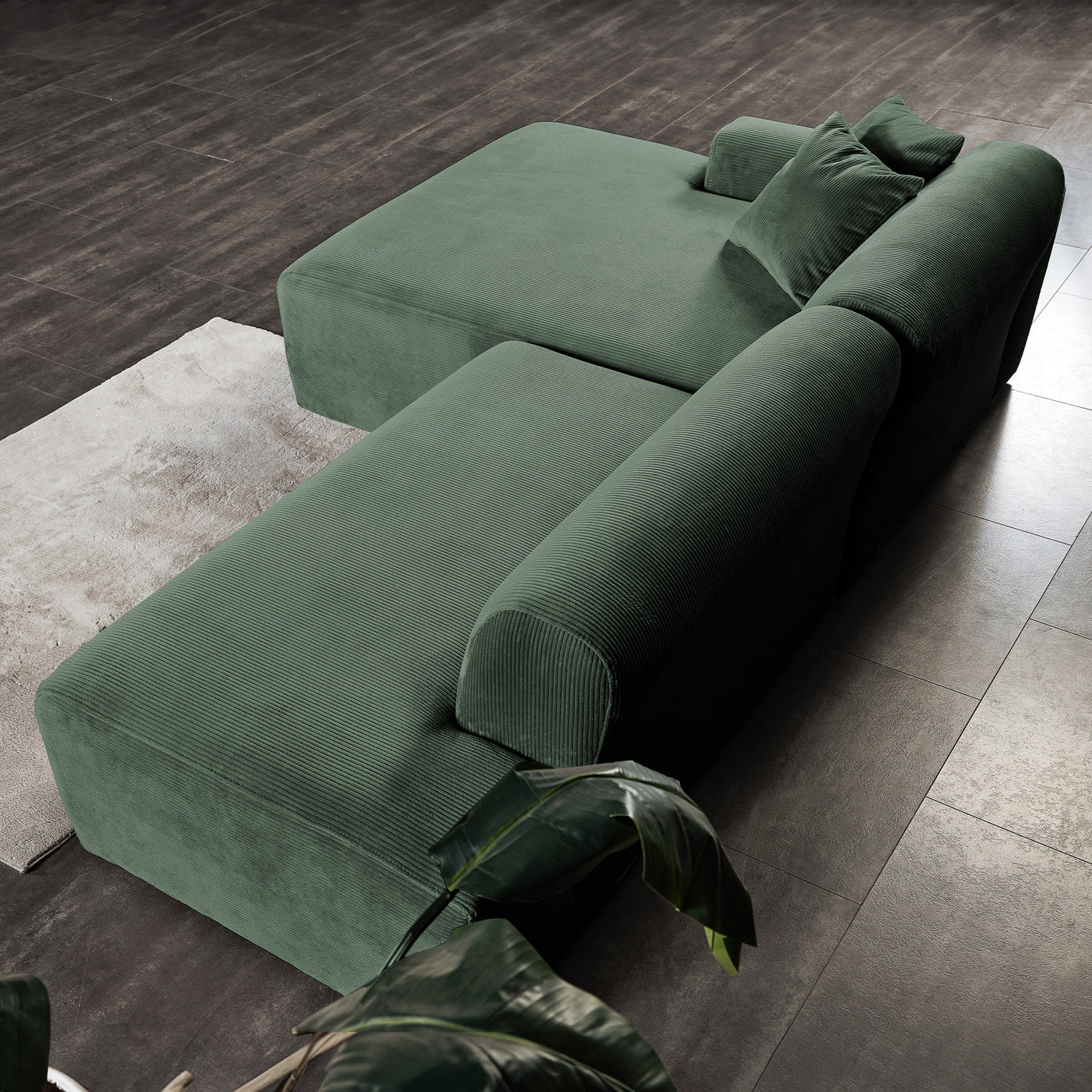 Mar Green LAF/RAF Sectional Velvet Sofa