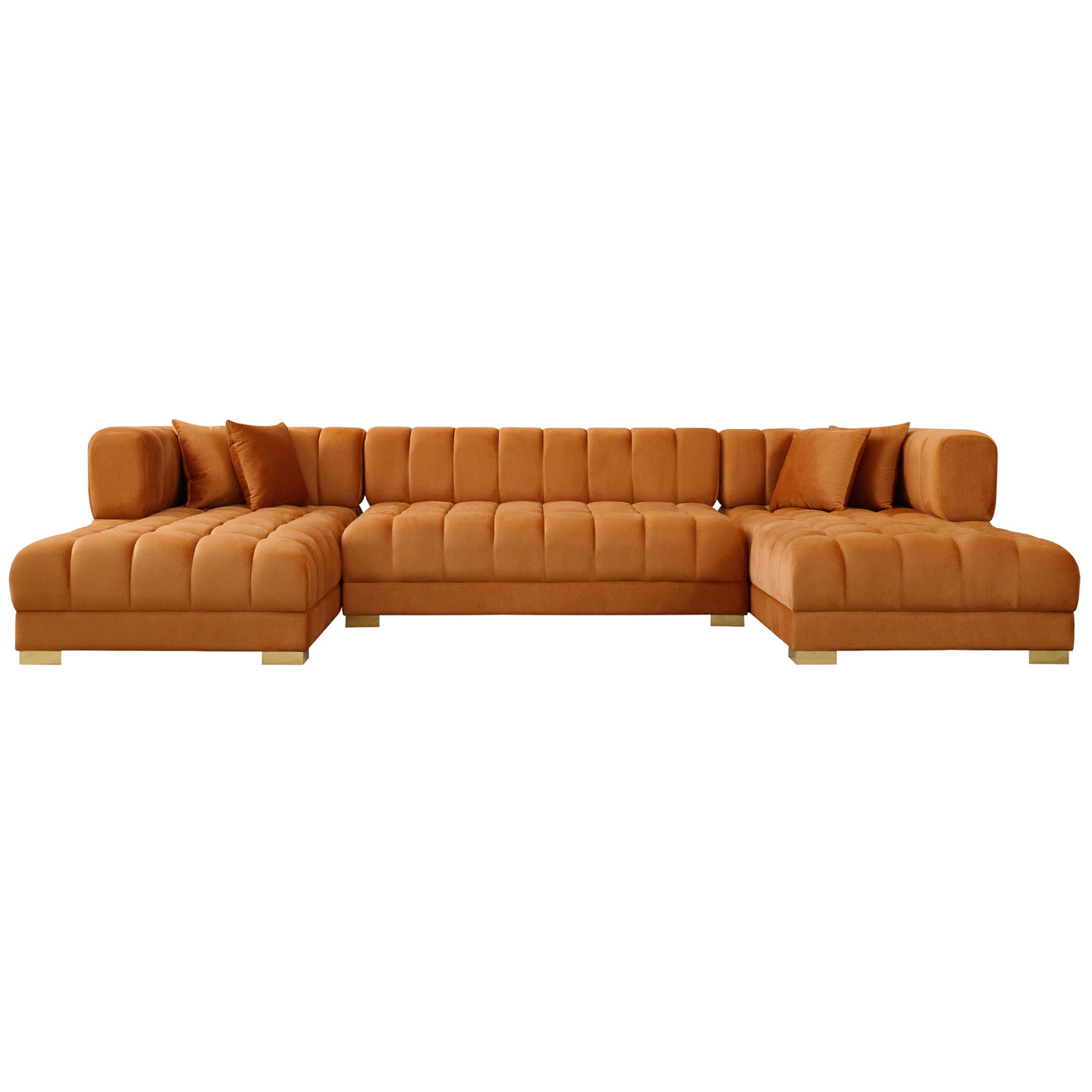 Marlow 142" Cognac Velvet U Shape Corner Sofa