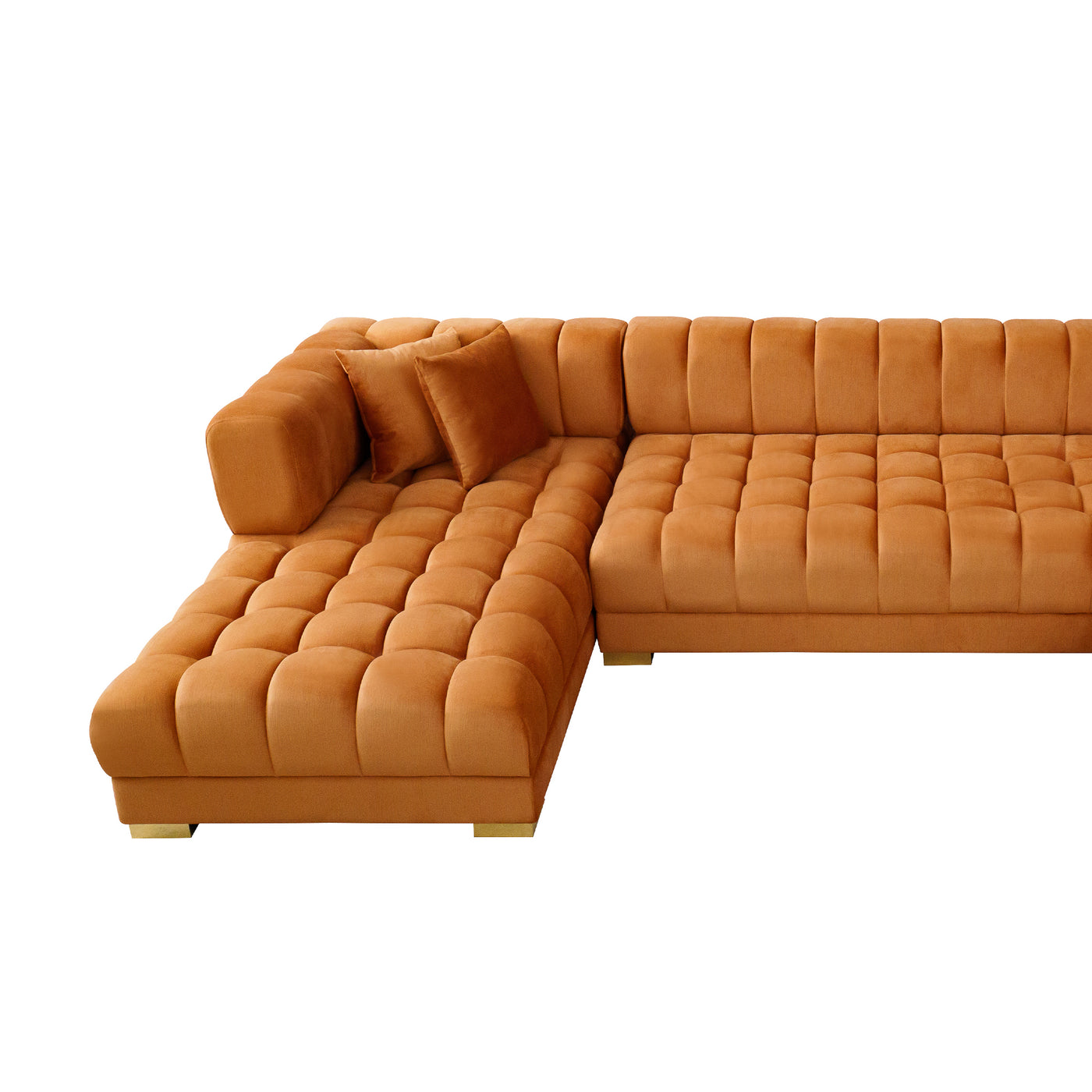 Marlow 142" Cognac Velvet U Shape Corner Sofa