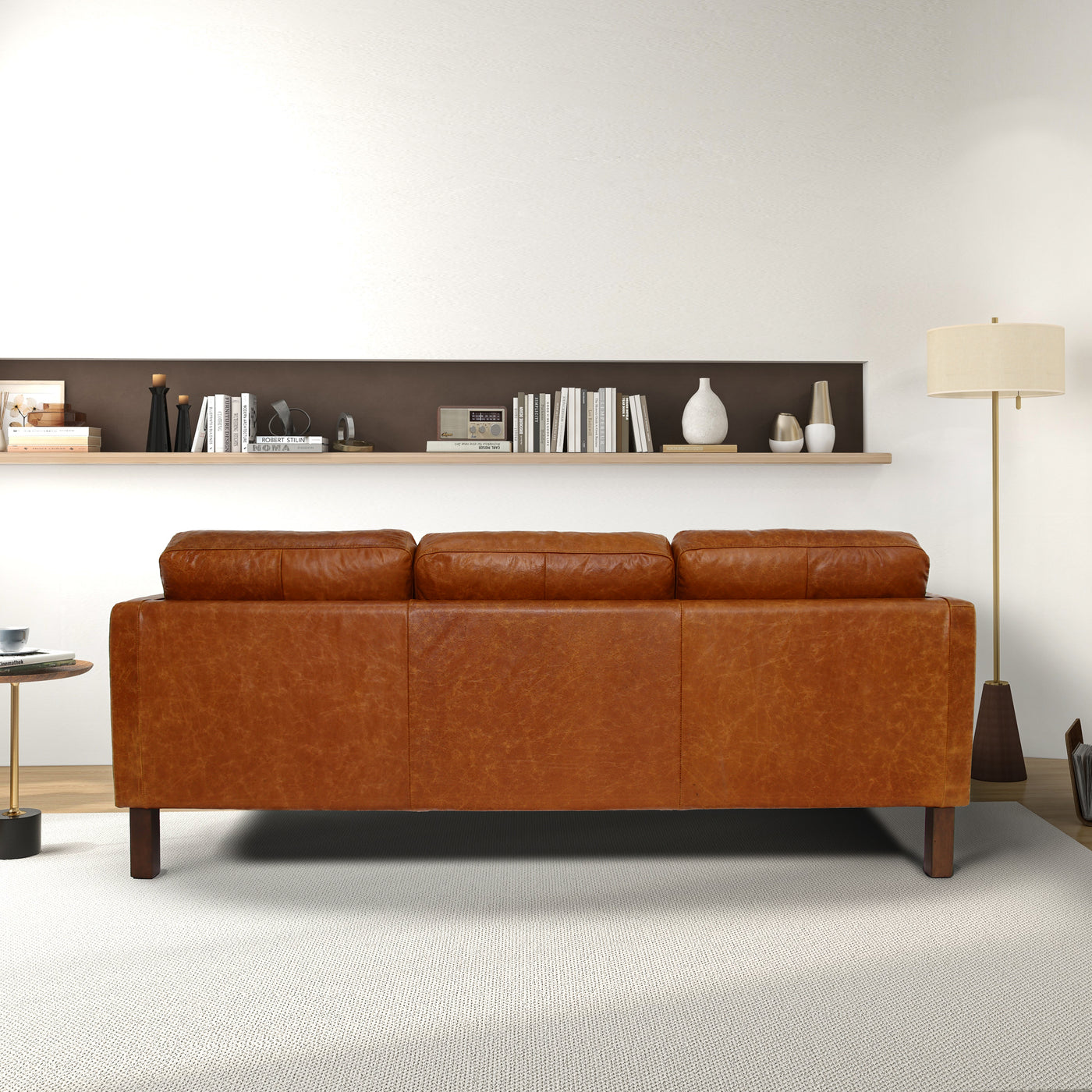 Memphis Waxy Cognac Genuine Leather Sofa