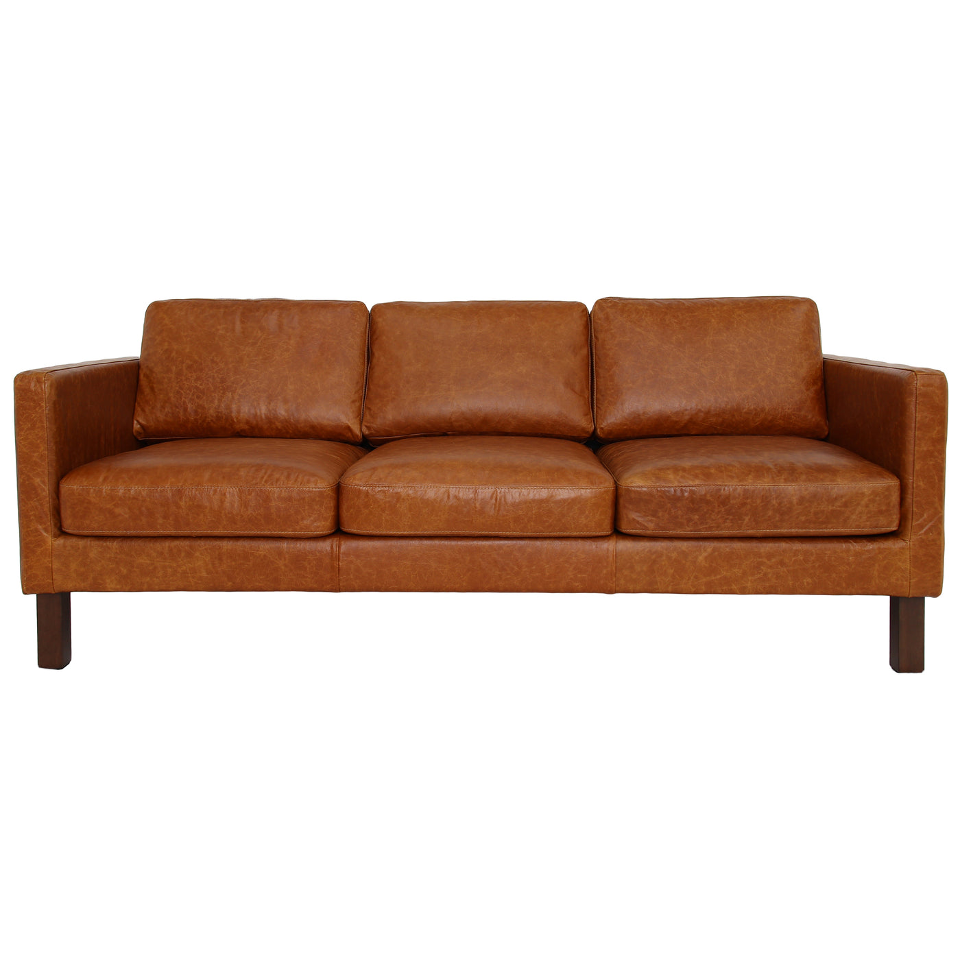 Memphis Waxy Cognac Genuine Leather Sofa