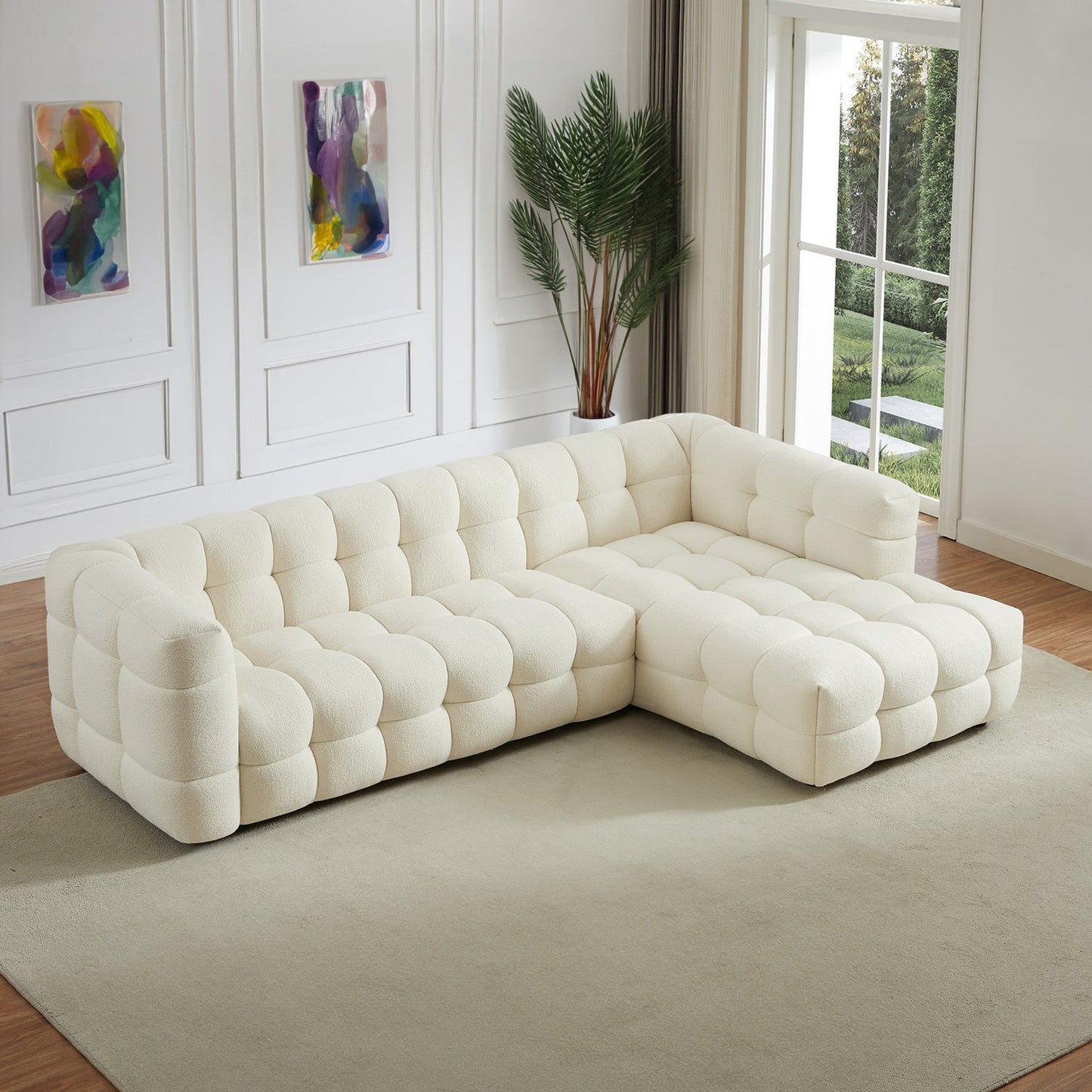 Morrison 140" Right Sectional Sofa (Cream Boucle)