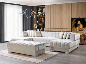 Ariana Velvet Ivory Double Chaise Sectional