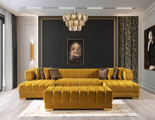 Load image into Gallery viewer, Ariana Velvet Mustard Double Chaise Sectional