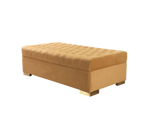 Lauren Mustard Velvet Rectangle Ottoman