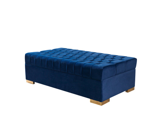 Lauren Navy Velvet Rectangle Ottoman