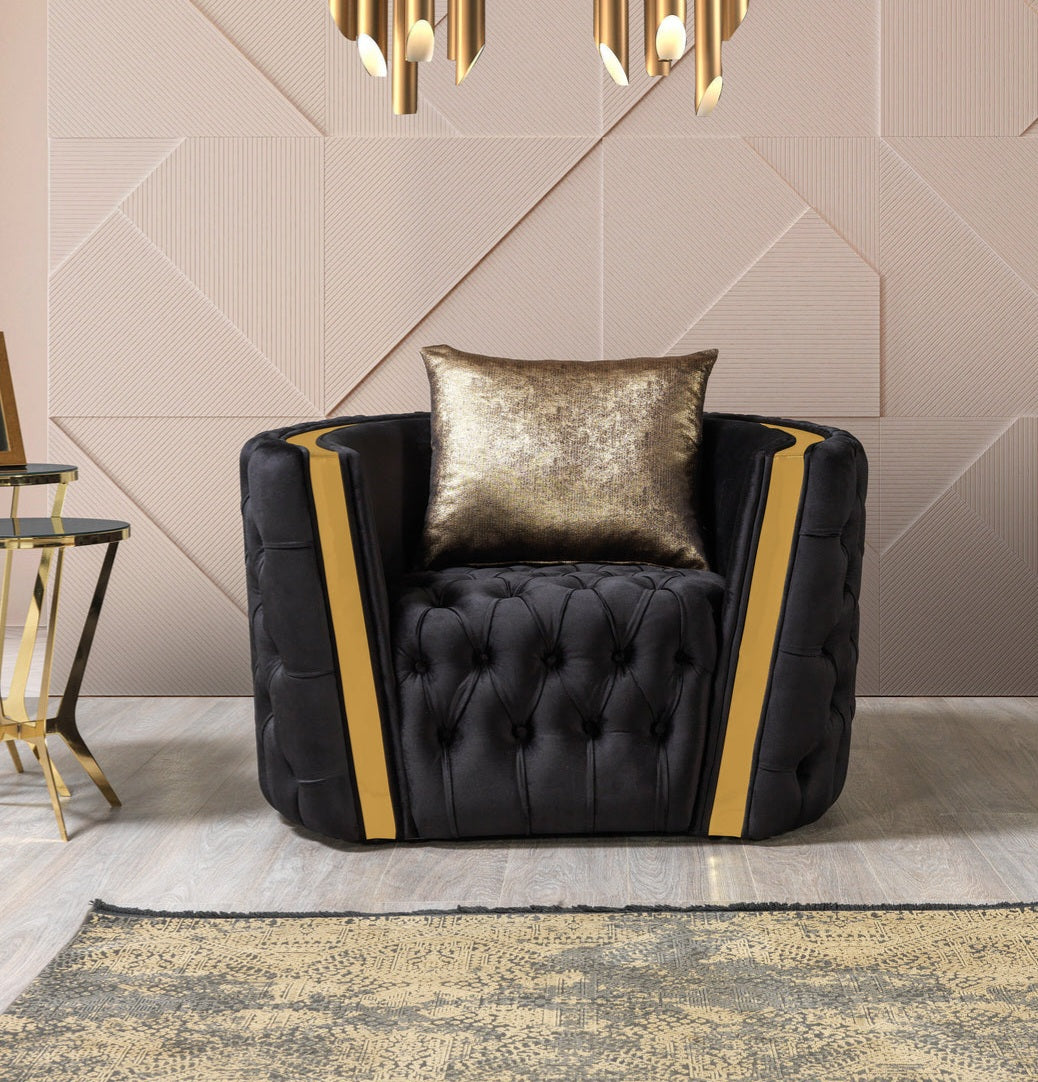 Fanci Black Velvet Chair