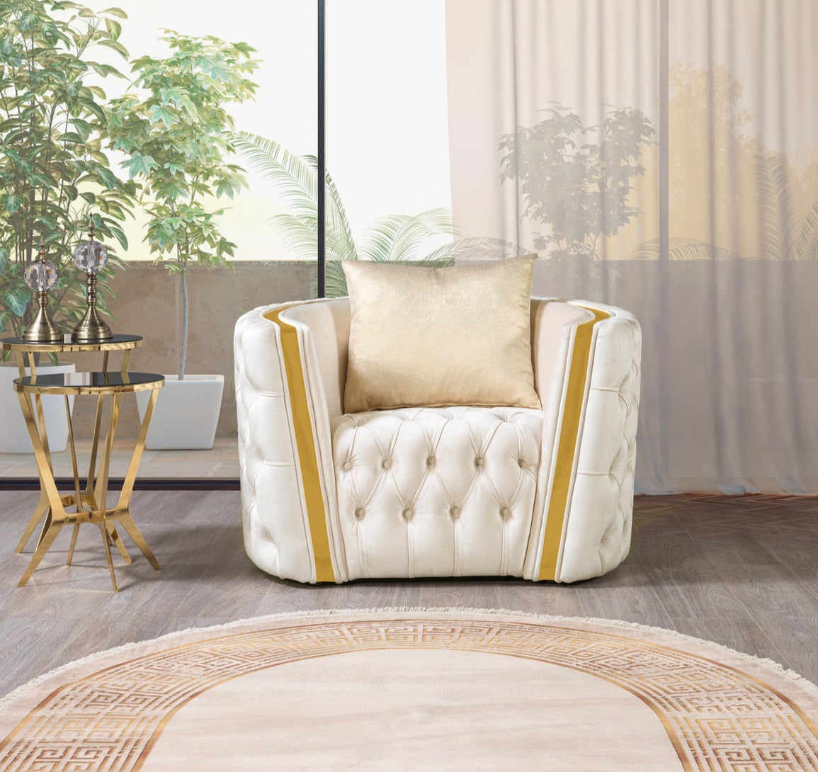 Fanci Ivory Velvet Chair